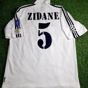 Zidane Real Madrid Centenary 2001 2002 UEFA Soccer Jersey Shirt L SKU# 134748